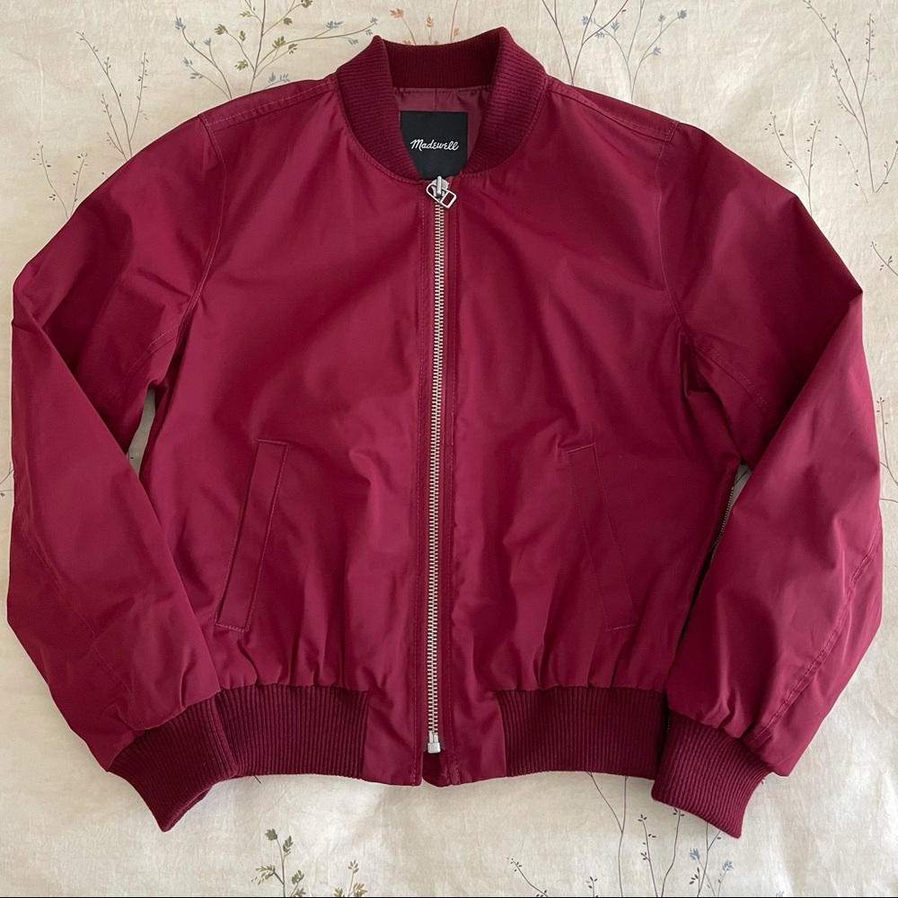 Madewell Side-Zip Bomber Jacket - Burgundy NWT